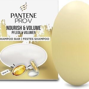 Pantene Nourish & Volume Vegan Shampoo Bar with Pro-vitamins, Solid Travel Toiletries for Damaged & Dry Hair (70G) Rich Lather