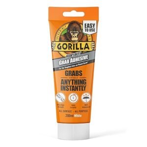 Gorilla Heavy Duty White Grab Adhesive 200ml Tube – All-Purpose