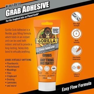 Gorilla Heavy Duty White Grab Adhesive 200ml Tube – All-Purpose