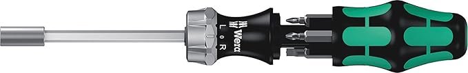 Wera Kraftform Kompakt 27 RA 1 SB Ratcheting Screwdriver & Bits, PH/PZ/SL, 7pc