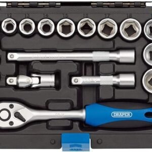 Draper Expert 18 Piece Metric Socket Set | Ratchet Tool and Case | 3/8" Square Drive | HI-TORQ MM/AF Sockets | DIY Home Professional and Car Kit |Hand Tools | 16359