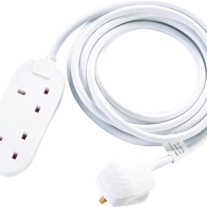 Masterplug Two Socket Extension Lead, 5 Metres, White