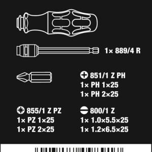 Wera Compact Tool Set "Kraftform 20" with Pouch, SL/PH/PZ, 7 Pieces, Silver