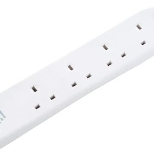 Masterplug srgu44n Four Socket Surge Protected Extension Lead with 2 USB Ports, 4 Metre, 13 x 7 x 6 cm, White