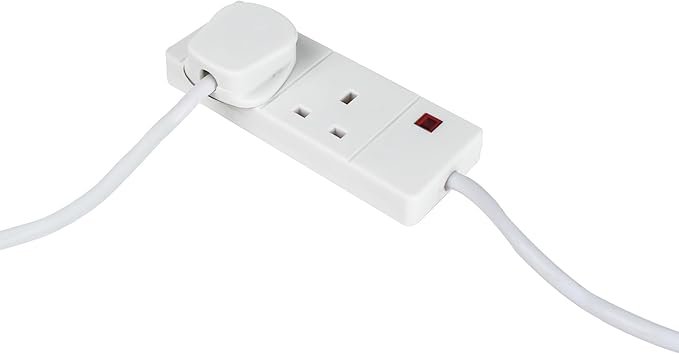 STATUS White Extension Lead | 6m Extension Cable with 2 Sockets with Neon Indicator | S2W6MS8