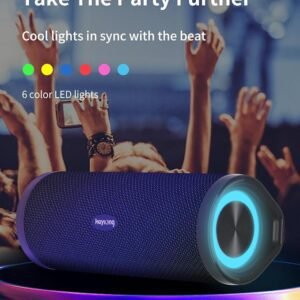 HEYSONG Portable Bluetooth Speaker, Waterproof Outdoor Speakers with LED Light, Enhanced Bass, IPX7 Floating, 40H Play, TF Card, True Wireless Stereo for Party, Shower, Biking, Gifts for Men