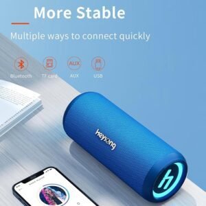 HEYSONG Bluetooth Speaker, Portable Wireless Waterproof Speakers with Led FOR Shower, Bike, Kayak, Beach, Blue