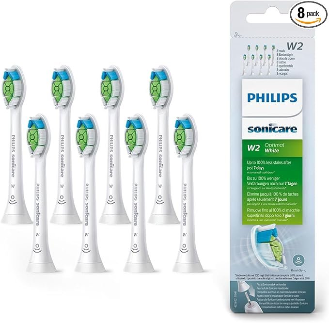 Philips Sonicare Original W2 Optimal White Standard Sonic Toothbrush Heads - 8 Pack