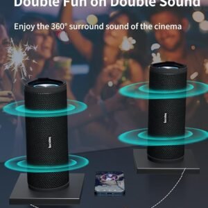 HEYSONG Portable Bluetooth Speaker, Waterproof Outdoor Speakers with LED Light, Enhanced Bass, IPX7 Floating, 40H Play, TF Card, True Wireless Stereo for Party, Shower, Biking, Gifts for Men