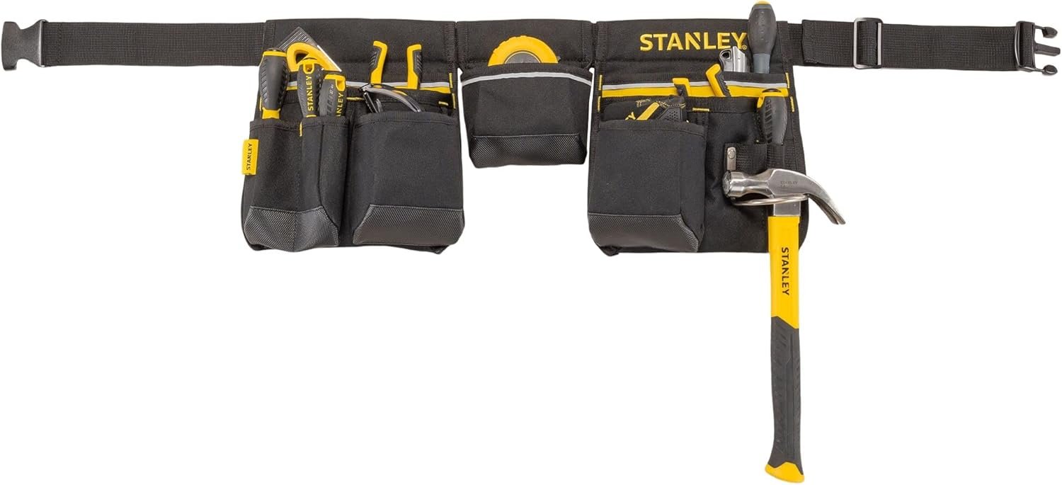 STANLEY Essential Tool Belt Pouch Apron, Multiple pockets, Integrated Hammer Loop