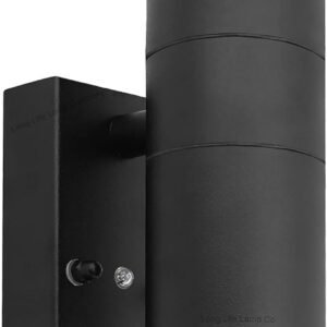 Long Life Lamp Company Outdoor Wall Light Dusk Till Dawn Sensor Black Finish Stainless Steel Up and Down Shining IP65 ZLC090-B