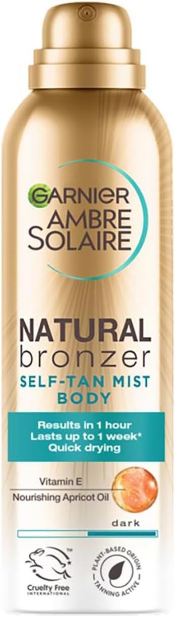 Garnier Ambre Solaire Natural Bronzer Quick Drying Dark Self Tan Body Mist 150ml