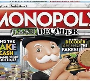 Monopoly Cash Decoder Board Game For Families and Kids Ages 8 and Up, Includes Mr. Monopoly's Decoder to Find Fakes, for 2-6 Players