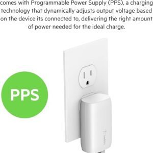 Belkin 37W USB Type C PPS PD Dual Port Wall Phone Charger, Power Delivery 25W USB C Port and 12W USB A Port for Fast Charging Samsung Galaxy S23, Ultra, Plus, Note 20, iPhone 14 Series and More