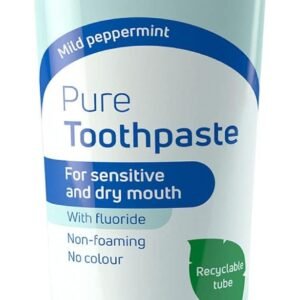 TePe Pure Toothpaste, mild Peppermint, Very Gentle Everyday Fluoride Toothpaste for Sensitive Gums and Dry Mouth,