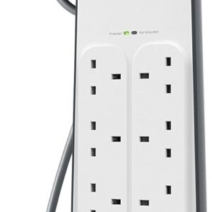 Belkin Extension Lead with USB Slots x 2 (2.4 A Shared), 6 Way/6 Plug Extension, 2m Surge Protected Power Strip - White