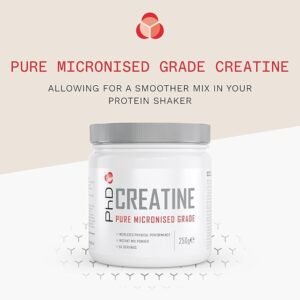 PhD Nutrition 100% Micronised Creatine Monohydrate Powder | Improved Strength and Performance During Exercise, 250g