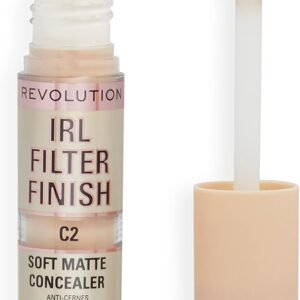 Makeup Revolution IRL Filter Finish Concealer, Medium to Full Coverage, Matte Finish, C2, Fair Skin Tones, 6g