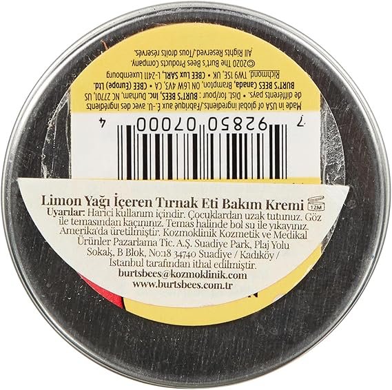 Burt's Bees Cuticle Cream For Nails, Sweet Almond Cuticle Oil With Cocoa Butter & Vitamin E, Lemon Scent, 15g