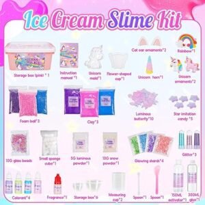 iKidiki Unicorn Slime Kit, Slime Making Kit Toys for 6 7 8 9 10 11 12 Year Old Girls Fluffy Slime 6 7 8 9 10 11 12 Year Old Girl Gifts Craft Kits for Kids Girls Toys Age 6-12 Unicorn Gifts for Girls