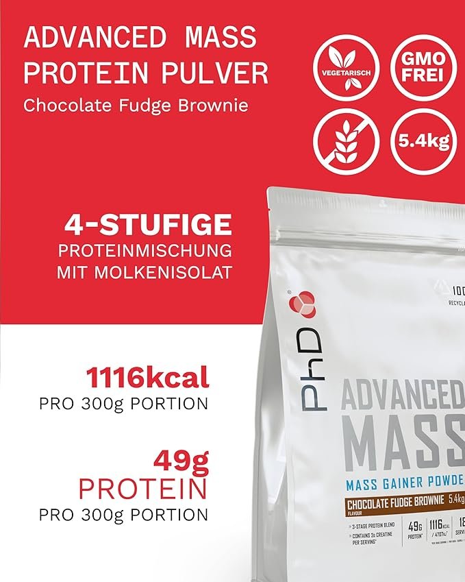 PhD Nutrition| Advanced Mass| Powder| Mass Gainer| High Calorie| High in Protein|