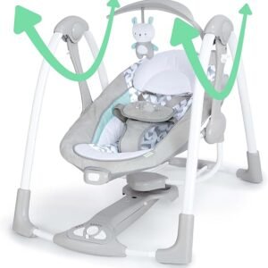 Ingenuity ConvertMe 2-in-1 Compact Portable Automatic Baby Swing & Infant Seat, Battery-Powered Vibrations, Nature Sounds, 0-9 Months 6-20 lbs (Raylan)