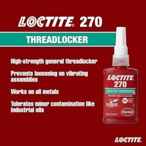 LOCTITE 270, adhesive for the Permanent Securing of Screws, High-Strength thread lock for Metal Threads, liquid adhesive for Pumps, Gearboxes and More, 1x50ml