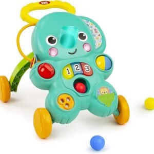Bright Starts Stroll 'N Roll 2-In-1 Ball Play Walker - Elephant With Lights And Music, Unisex, 6 Months+