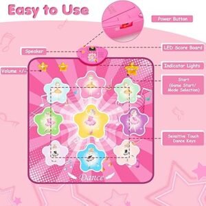 URMYWO Dance Mat Girls Toys for 3 4 5 6 7 8 Year Old Girls 7 Game Modes, Adjustable Musical Dance Pad Toy with LED Lights, Built in Music, Christmas Birthday Gifts for Girls