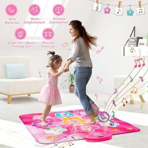 URMYWO Dance Mat Girls Toys for 3 4 5 6 7 8 Year Old Girls 7 Game Modes, Adjustable Musical Dance Pad Toy with LED Lights, Built in Music, Christmas Birthday Gifts for Girls
