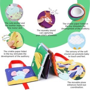 URMYWO Baby Books 0-6 Months,Sensory Toy Books High Contrast Black and White Touch and Feel Soft Books for Newborn Infants Toddler Soft Toys Gifts (red)