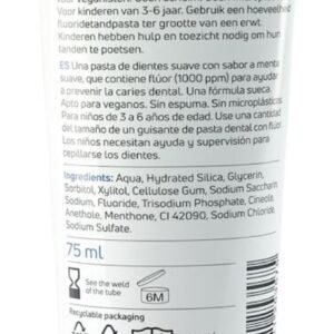 TePe Daily Kids Toothpaste, mild Peppermint, 3-6 Years, Everyday Fluoride Toothpaste for Kids to Prevent Cavities,