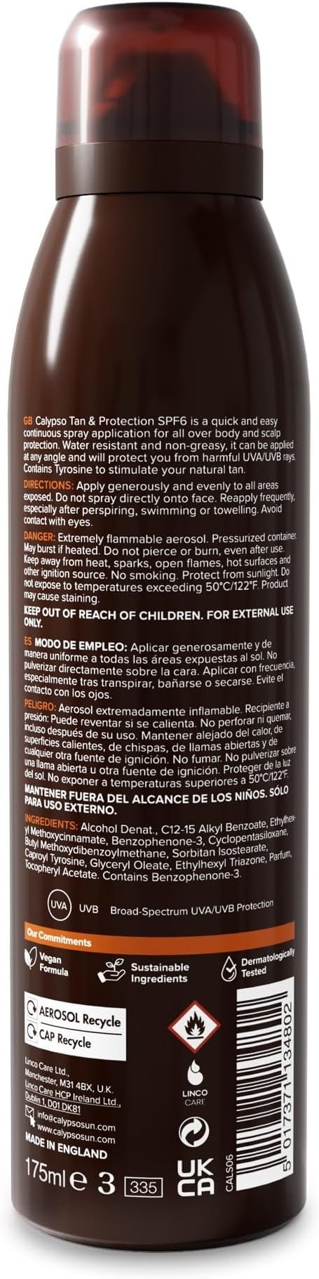 Calypso Tanning and Protection Spray SPF6