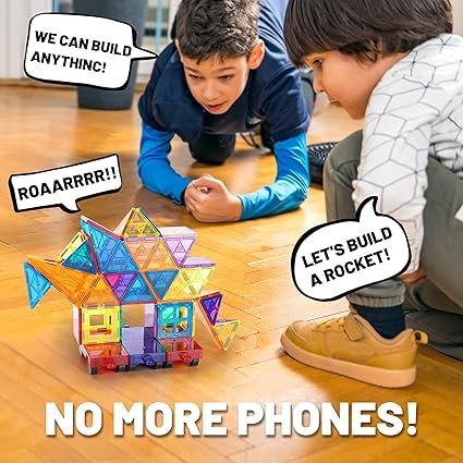 YIKUMO Kids Magnetic Tiles Toys, 100Pcs 3D Magnetic Building Blocks Tiles Set