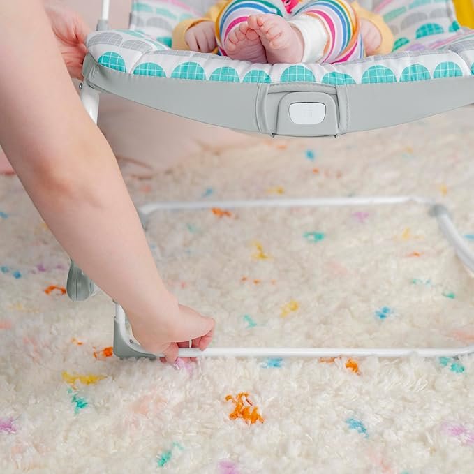 Bright Starts Rosy Rainbow Infant to Toddler Rocker with Vibrations, Baby Seat for Girl or Boy, Newborn +
