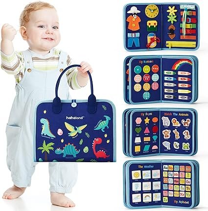 hahaland TOP 1 Montessori Busy Board for Toddlers 1 2 3 4 Years Old, Busy Book for Comprehensive Preschool Educational Playing