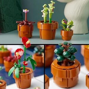 LEGO 10329 Icons Tiny Plants Set, Artificial Flowers in 9 Buildable Teracotta-Coloured Pots