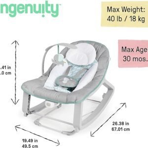 Ingenuity Keep Cozy 3-in-1 Grow with Me Vibrating Baby Bouncer, Seat & Infant to Toddler Rocker, Vibrations & Toy Bar