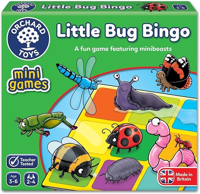 Orchard Toys Little Bug Bingo - Compact Mini Games for Boys, Girls, and Toddlers