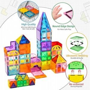 Xekel 120PCS Magnetic Building Blocks, Magnetic Tiles 3D Kids Toys Sets