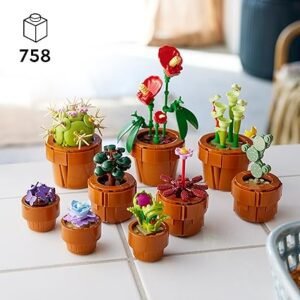 LEGO 10329 Icons Tiny Plants Set, Artificial Flowers in 9 Buildable Teracotta-Coloured Pots