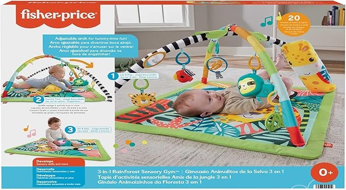 Fisher-Price 3-In-1 Rainforest Sensory Gym & Baby Play Mat