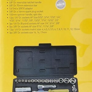 Rolson 36109 40 pc 1/4" & 3/8" Dr. Socket Set