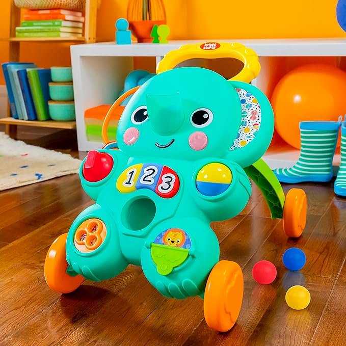Bright Starts Stroll 'N Roll 2-In-1 Ball Play Walker - Elephant With Lights And Music, Unisex, 6 Months+