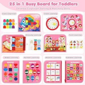 URMYWO Busy Board - Montessori Toys for 1 2 3 4 Year Old, Busy Book Toddler Activities with Fine Motor Skills,