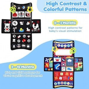 URMYWO Tissue Box Sensory Montessori Toy with Mirror, 6 in 1 Baby Toy 0-6-12 Months