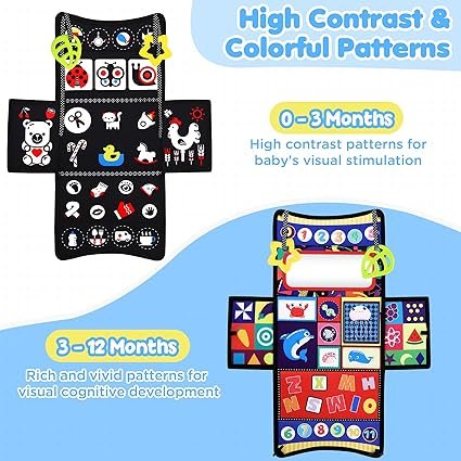 URMYWO Tissue Box Sensory Montessori Toy with Mirror, 6 in 1 Baby Toy 0-6-12 Months