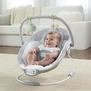 Ingenuity, Soothing Baby Bouncer Chair with Soothing Vibrating Infant Seat, Morrison - 8 Melodies, Removable Toy Bar with 2 Plush Toys