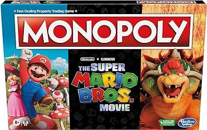 Monopoly The Super Mario Bros. Movie Edition Kids Board Game | Family Games for Super Mario Fans | Includes Bowser Token | Ages 8+ | 2-6 Players