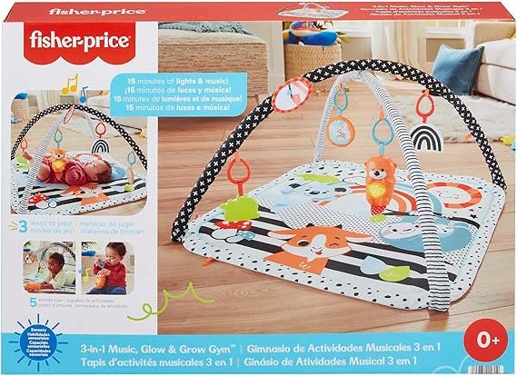 Fisher-Price Glow & Grow Gym Baby Play Mat, Baby Gym Play Mat for Newborn to 3 Year Old with Light Up Musical Otter, HPF39